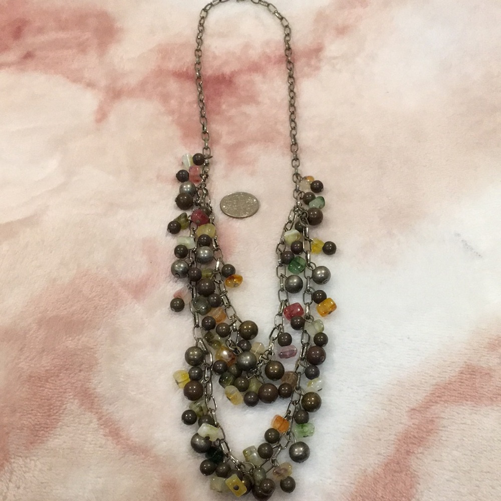 Rustic Vintage Metal Balls and Quartz Chip Chain Necklace Double strand Resale - Picture 14 of 14